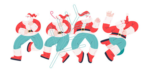 Dancing Santa - Christmas and New Year party - modern flat vector concept illustration of cheerful dancing Santa Claus