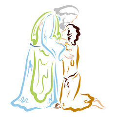 Loving Father Kisses and Hugs the Returning Prodigal Son