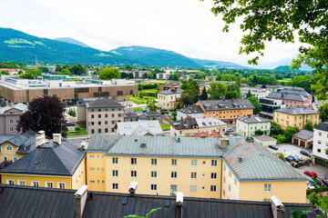 Obraz premium SALZBURG, AUSTRIA - June 16, 2018: Street view of downtown in Salzburg, Austria