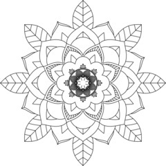 Easy Mandala coloring book simple and basic for beginners, seniors and children. Set of Mehndi flower pattern for Henna drawing and tattoo. Decoration in ethnic oriental, Indian style.