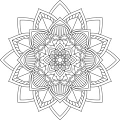 Easy Mandala coloring book simple and basic for beginners, seniors and children. Set of Mehndi flower pattern for Henna drawing and tattoo. Decoration in ethnic oriental, Indian style.