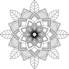 Easy Mandala coloring book simple and basic for beginners, seniors and children. Set of Mehndi flower pattern for Henna drawing and tattoo. Decoration in ethnic oriental, Indian style.