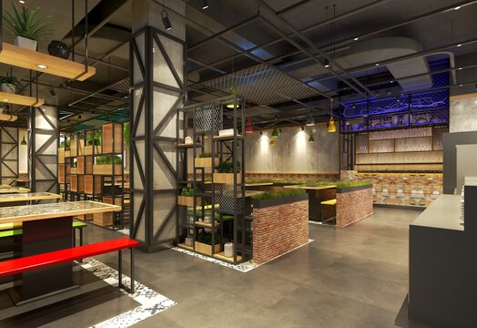 3d render of rrrrestaurant, cafetaria and tea house