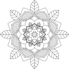 Easy Mandala coloring book simple and basic for beginners, seniors and children. Set of Mehndi flower pattern for Henna drawing and tattoo. Decoration in ethnic oriental, Indian style.