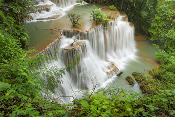 Huai Mae Khamin Waterfall level 4, Khuean Srinagarindra National Park, Kanchanaburi, Thailand, long exposure