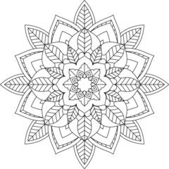 Easy Mandala coloring book simple and basic for beginners, seniors and children. Set of Mehndi flower pattern for Henna drawing and tattoo. Decoration in ethnic oriental, Indian style.