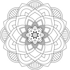 Easy Mandala coloring book simple and basic for beginners, seniors and children. Set of Mehndi flower pattern for Henna drawing and tattoo. Decoration in ethnic oriental, Indian style.