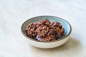 Healthy Organic Snacks Puffed Rice with Amaranth Chocolate.