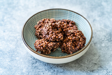 Healthy Organic Snacks Puffed Rice with Amaranth Chocolate.