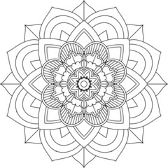 Easy Mandala coloring book simple and basic for beginners, seniors and children. Set of Mehndi flower pattern for Henna drawing and tattoo. Decoration in ethnic oriental, Indian style.