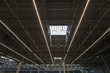 Interior of a new empty warehouse, wide angle view