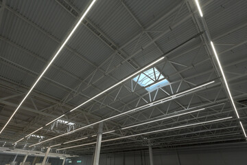 Interior of a new empty warehouse, wide angle view
