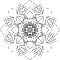 Easy Mandala coloring book simple and basic for beginners, seniors and children. Set of Mehndi flower pattern for Henna drawing and tattoo. Decoration in ethnic oriental, Indian style.