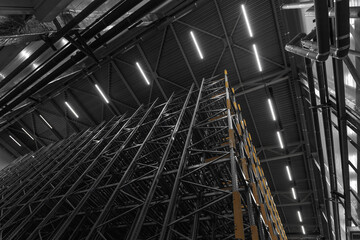 Interior of a new empty warehouse, wide angle view