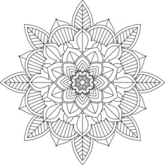 Easy Mandala coloring book simple and basic for beginners, seniors and children. Set of Mehndi flower pattern for Henna drawing and tattoo. Decoration in ethnic oriental, Indian style.