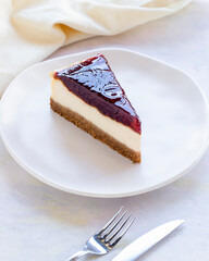 strawberry cheesecake - on wooden background
