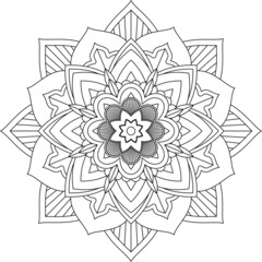 Easy Mandala coloring book simple and basic for beginners, seniors and children. Set of Mehndi flower pattern for Henna drawing and tattoo. Decoration in ethnic oriental, Indian style.