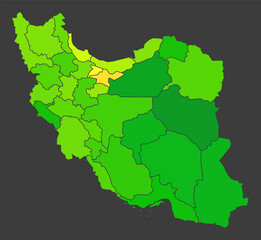 Iran population heat map as color density illustration