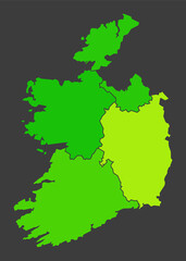 Ireland population heat map as color density illustration