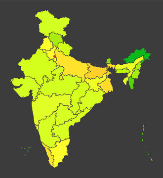 India Population Heat Map As Color Density Illustration