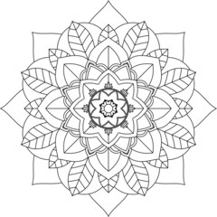 Easy Mandala coloring book simple and basic for beginners, seniors and children. Set of Mehndi flower pattern for Henna drawing and tattoo. Decoration in ethnic oriental, Indian style.