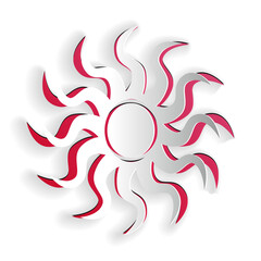 Paper cut Sun icon isolated on white background. Paper art style. Vector.