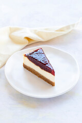 strawberry cheesecake - on wooden background