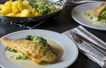 Pike Perch fillet with vegetables and potatoes