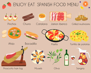 Spanish food menu icon