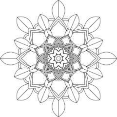 Easy Mandala coloring book simple and basic for beginners, seniors and children. Set of Mehndi flower pattern for Henna drawing and tattoo. Decoration in ethnic oriental, Indian style.