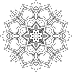 Easy Mandala coloring book simple and basic for beginners, seniors and children. Set of Mehndi flower pattern for Henna drawing and tattoo. Decoration in ethnic oriental, Indian style.