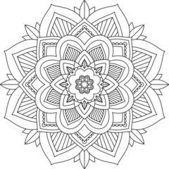 Easy Mandala coloring book simple and basic for beginners, seniors and children. Set of Mehndi flower pattern for Henna drawing and tattoo. Decoration in ethnic oriental, Indian style.