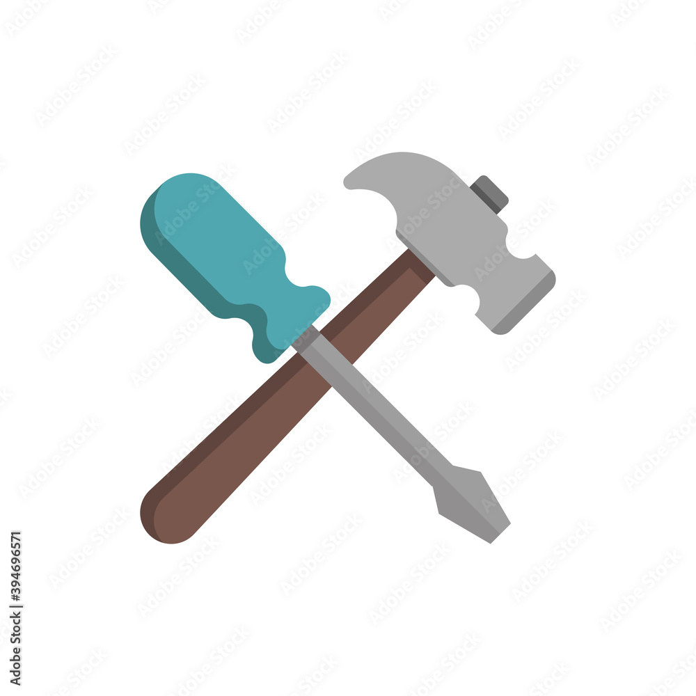 Wall mural screwdriver and hammer icon design vector template