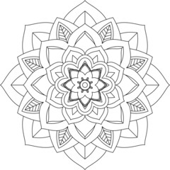 Easy Mandala coloring book simple and basic for beginners, seniors and children. Set of Mehndi flower pattern for Henna drawing and tattoo. Decoration in ethnic oriental, Indian style.