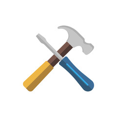 screwdriver and hammer icon design vector template