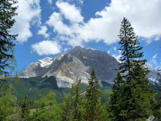 Mountain panorama of Zugspitze mountain, Tyrol, Austria