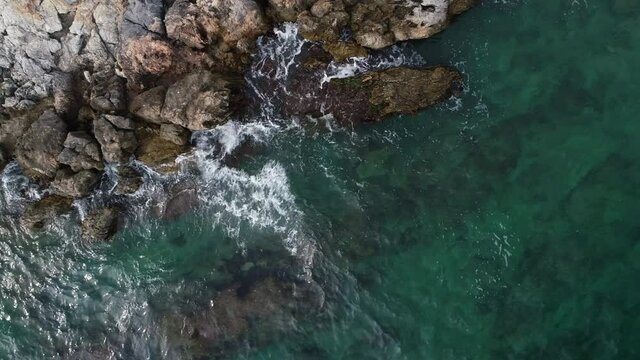 Waves Breaking on The Rocks Bodrum,Mugla,Turkey 4k