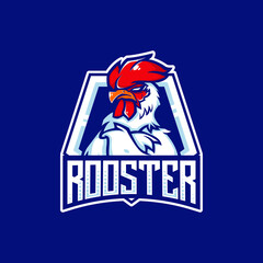 Rooster Mascot Logo. Vector editable color ad text.