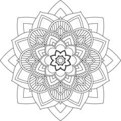 Easy Mandala coloring book simple and basic for beginners, seniors and children. Set of Mehndi flower pattern for Henna drawing and tattoo. Decoration in ethnic oriental, Indian style.
