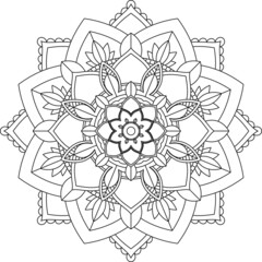 Easy Mandala coloring book simple and basic for beginners, seniors and children. Set of Mehndi flower pattern for Henna drawing and tattoo. Decoration in ethnic oriental, Indian style.