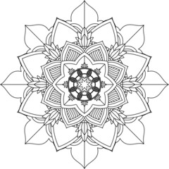 Easy Mandala coloring book simple and basic for beginners, seniors and children. Set of Mehndi flower pattern for Henna drawing and tattoo. Decoration in ethnic oriental, Indian style.