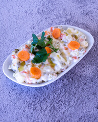 Appetizer plate on wooden background
