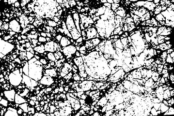 Black and white marble cracks simple texture. Vector illustration.