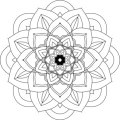 Fototapeta premium Easy Mandala coloring book simple and basic for beginners, seniors and children. Set of Mehndi flower pattern for Henna drawing and tattoo. Decoration in ethnic oriental, Indian style.