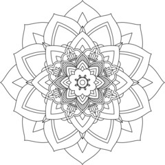 Easy Mandala coloring book simple and basic for beginners, seniors and children. Set of Mehndi flower pattern for Henna drawing and tattoo. Decoration in ethnic oriental, Indian style.