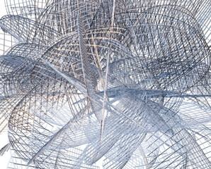 metal construction lines, metallic lines, 3d render