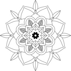 Easy Mandala coloring book simple and basic for beginners, seniors and children. Set of Mehndi flower pattern for Henna drawing and tattoo. Decoration in ethnic oriental, Indian style.