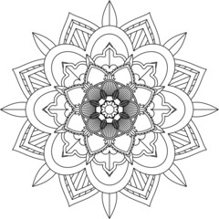 Easy Mandala coloring book simple and basic for beginners, seniors and children. Set of Mehndi flower pattern for Henna drawing and tattoo. Decoration in ethnic oriental, Indian style.