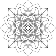 Easy Mandala coloring book simple and basic for beginners, seniors and children. Set of Mehndi flower pattern for Henna drawing and tattoo. Decoration in ethnic oriental, Indian style.