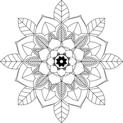 Easy Mandala coloring book simple and basic for beginners, seniors and children. Set of Mehndi flower pattern for Henna drawing and tattoo. Decoration in ethnic oriental, Indian style.